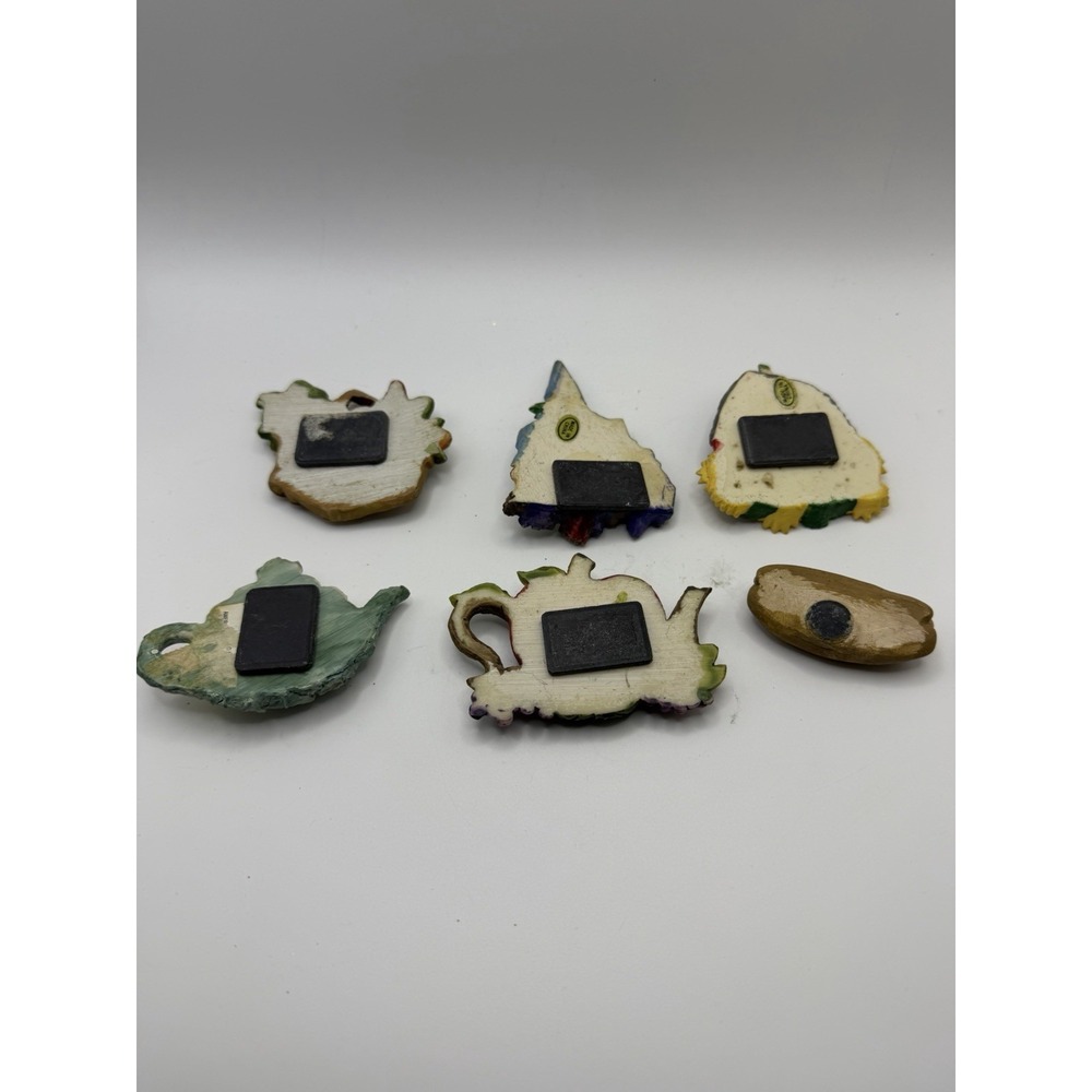 Vintage Fridge Magnet Lot Birdhouse Garden Fruit Basket Teapots - Picture 2 of 8
